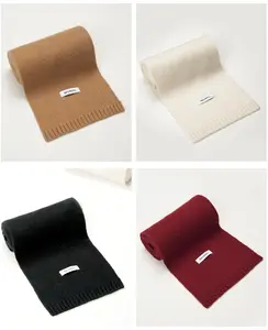 100% Wool Solid Color  Elegant Thickened  Women  Men Fashion Accessories  Fall  Winter Chunky Herringbone Casual All - Season Wear balaclava floral print long  leopard hat stylish formen and outdoor scarf for