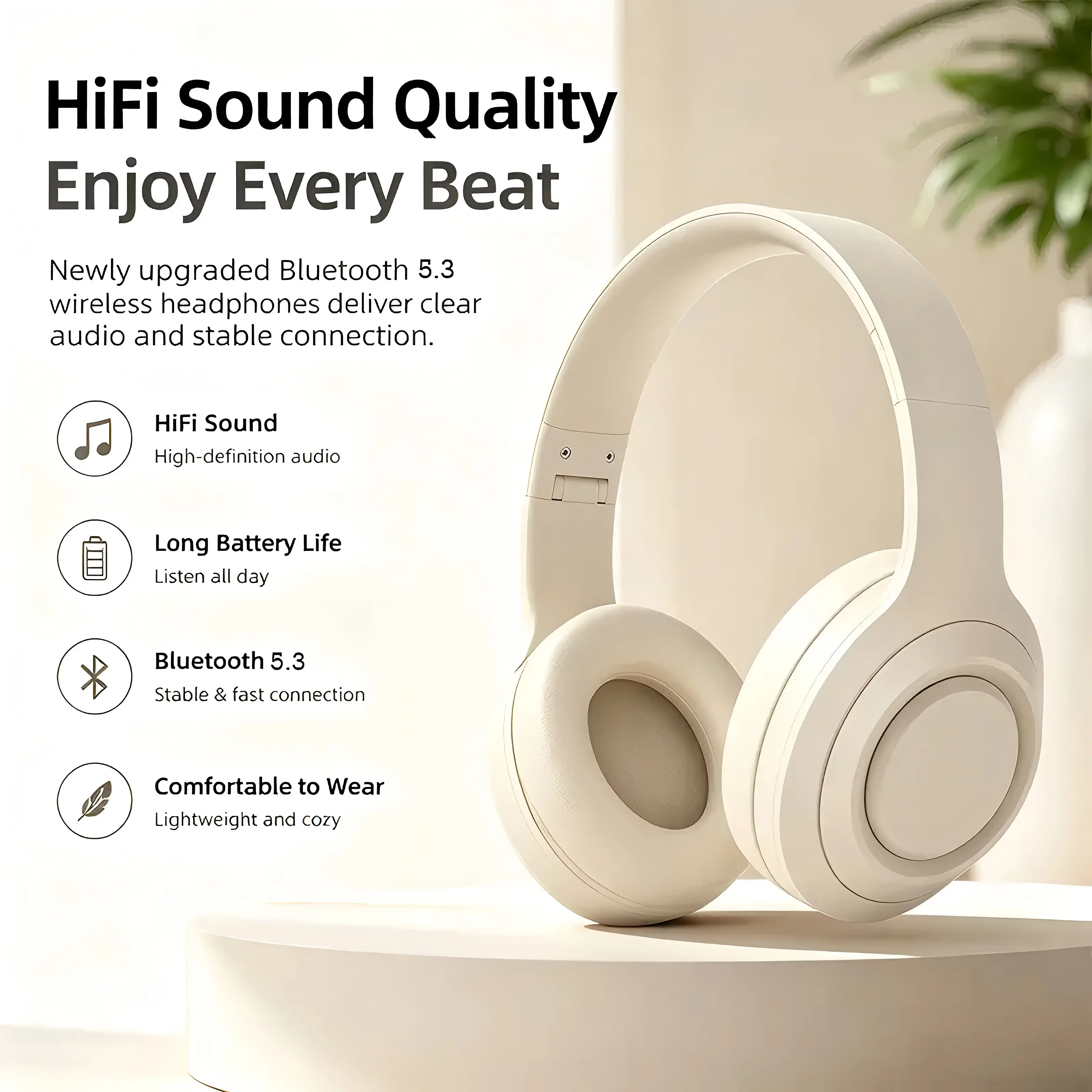 Black Over-Ear Wireless Headphones - Bluetooth, Active Noise Cancellation, Deep Bass Hi-Fi Stereo, 40H Playtime, Foldable Lightweight Headset with Mic, Multi-Device Wearable Tech Phone Accessory for iOS/Android,back to school,back to school haul