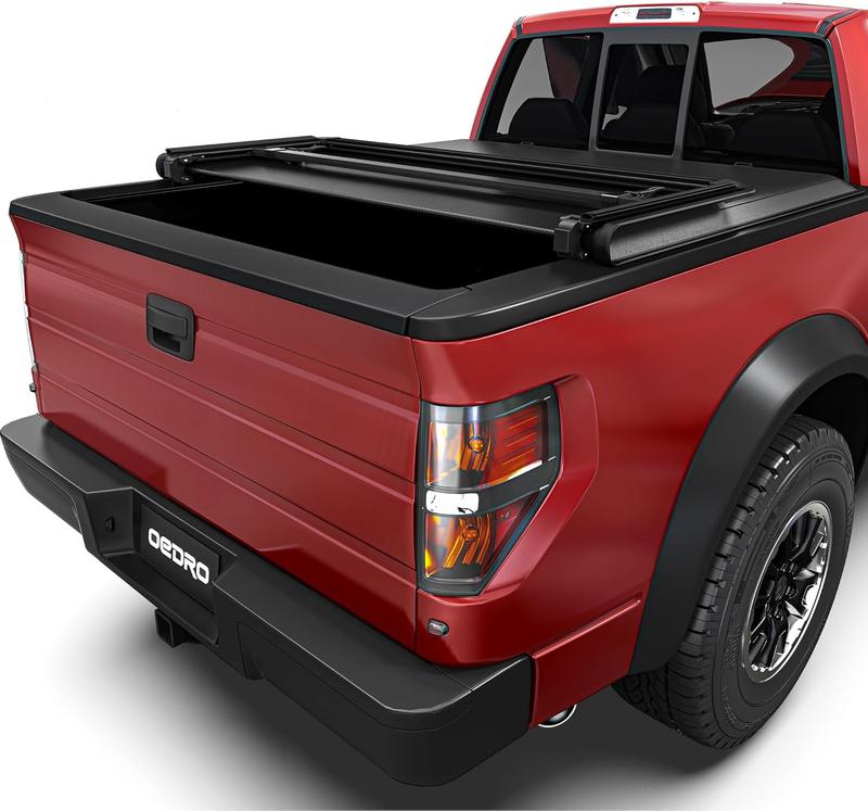 OEDRO Upgraded Soft Tri-fold Truck Bed Tonneau Cover On Top Compatible with 2009-2014 Ford F150 F-150 with 5.5ft Bed