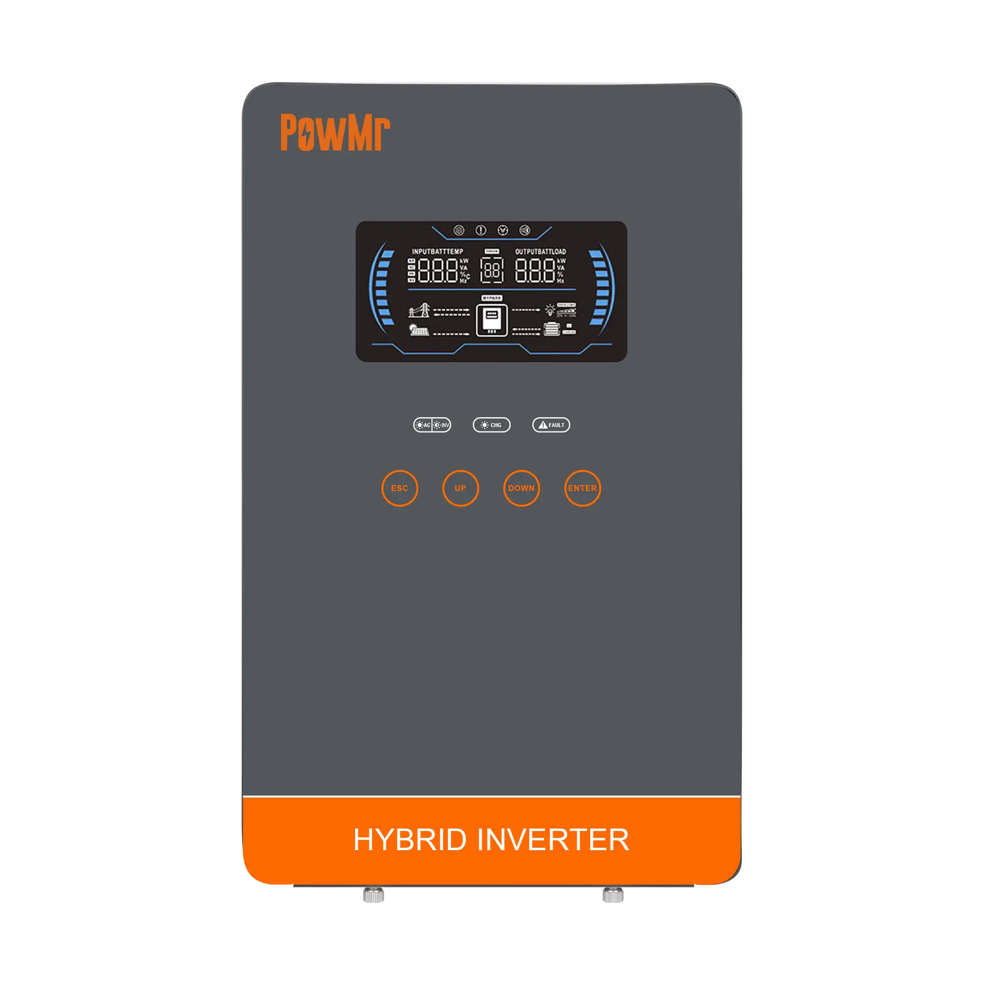 PowMr 4000W 24V Solar Hybrid Inverter, 110/120V AC, Off Grid, Pure Sine Wave, Max.PV Input 5600W 350V, Built-in 140A MPPT Controller for 24V Lead-Acid & Lithium Battery