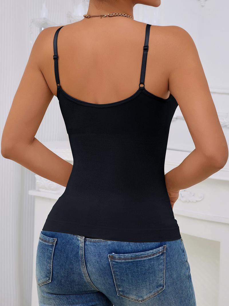 Solid Seamless Adjustable Strap Tank Tops for Women Tummy Control Shapewear Body Shaper Workout Multicolor Vest Camisole Cami Tops 7 Counts 7 Colour - Style