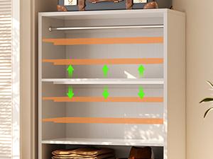 3FT Freestanding Closet System with 2 Hanging Rods & Adjustable Shelve, 36'' Wood Closet Organizer System, Clothes Garment Rack, Sturdy Walk-in Closet Tower Wardrobe Organizer, Hold 800LBS