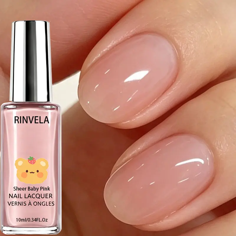 Women's Natural Jelly Nude Pink Sheer Glass Gloss Nail Lacquer for Elegant Daily & Bridal Nail Art