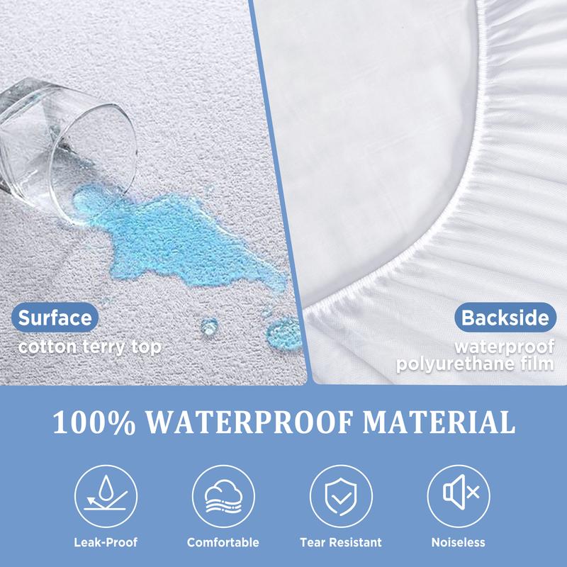 The Valentine's Day Gift Silkyrest 100% Waterproof fitted sheets Mattress Cover with deep inch Mattress- Ultra Soft, Wrinkle Free  Easy Care, Breat pockets, Fitted Sheet Fits 13-16 hable & Comfy- Machine Washable Cotton Mattress Cover for Bed