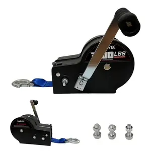 Garvee 3500lbs Heavy Duty Boat Trailer Winch with 33ft Strap, 4:1/8:1 Gear Ratio Hand Crank Winch for Towing, Pulling Boat Trailer, Truck, RV, ATV, Jet Ski & Off-Road Recovery