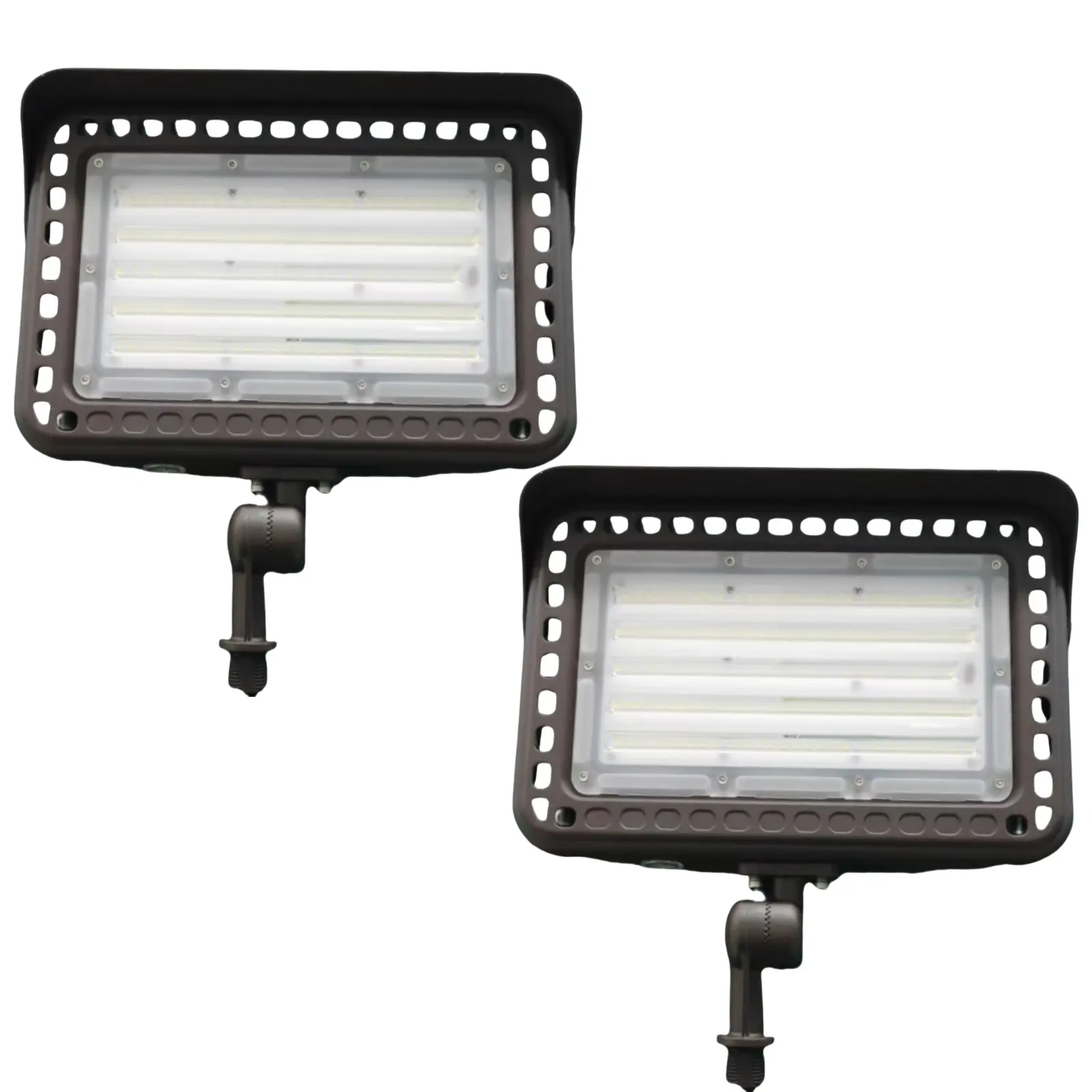 [2 PACK]150W LED Flood Light with Photoelectric Sensor & 180° Adjustable Mount - IP65 Waterproof, 5000K Daylight Outdoor LED Flood Security Lights 18000LM Landscape Lighting, Knuckle Mount, Bronze, Outdoor Garden Area Security Floodlight