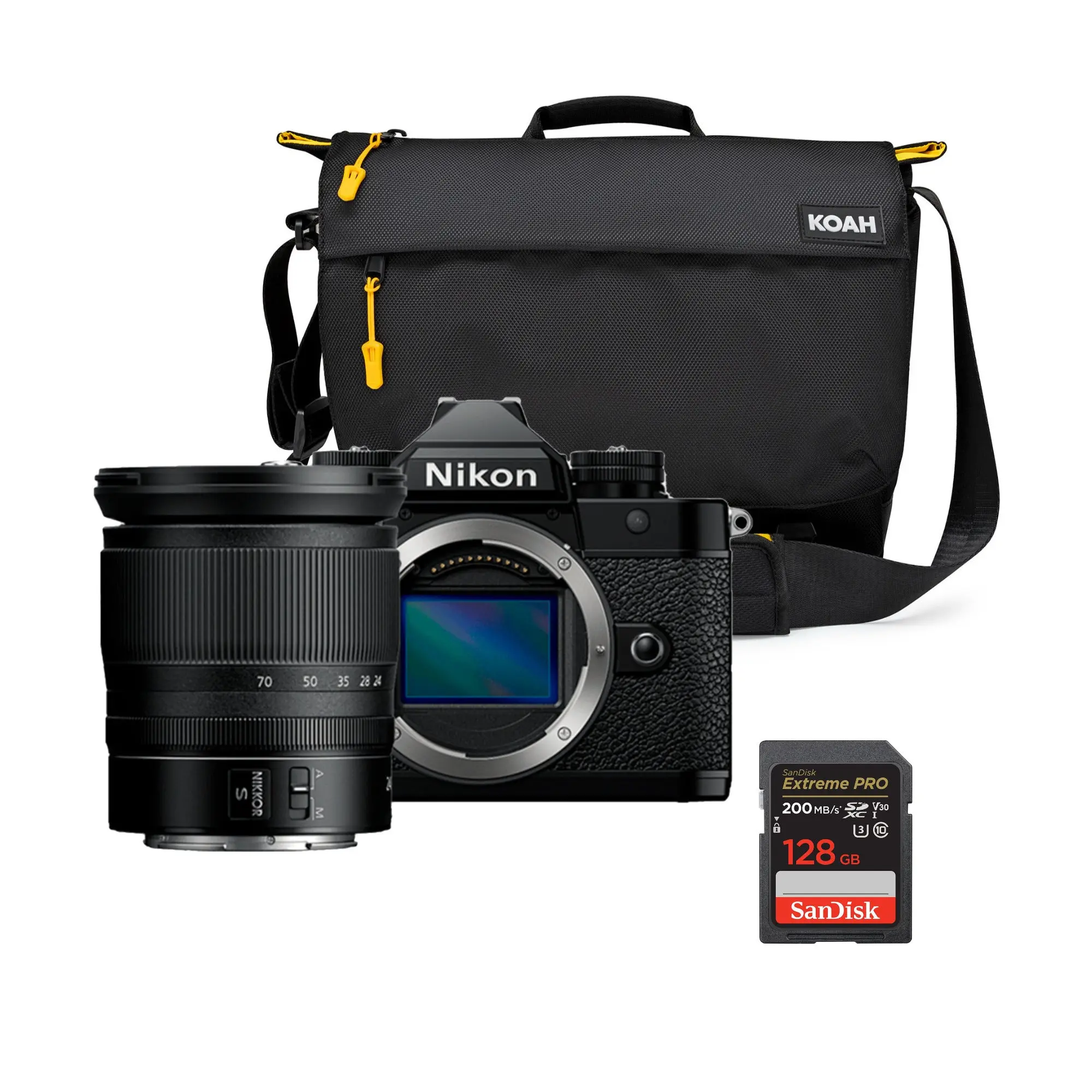 Nikon Z F High Definition Digital Mirrorless Camera with EXPEED 7 Image Processor, 24-70mm Adjustable Lens, Tripod, 128GB Memory Card (200mb/s Transfer Speed, 140mb/s Shot Speed), Camera Bag & Photography Bundle