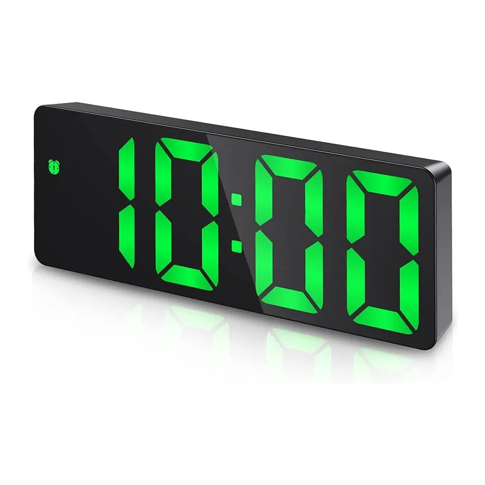 Digital Clock, Battery Operated Digital Clock, Battery Powered with USB Charging, Large Display, LED Bedside Clock, Adjustable Brightness, Sleep Timer, Date & Temperature