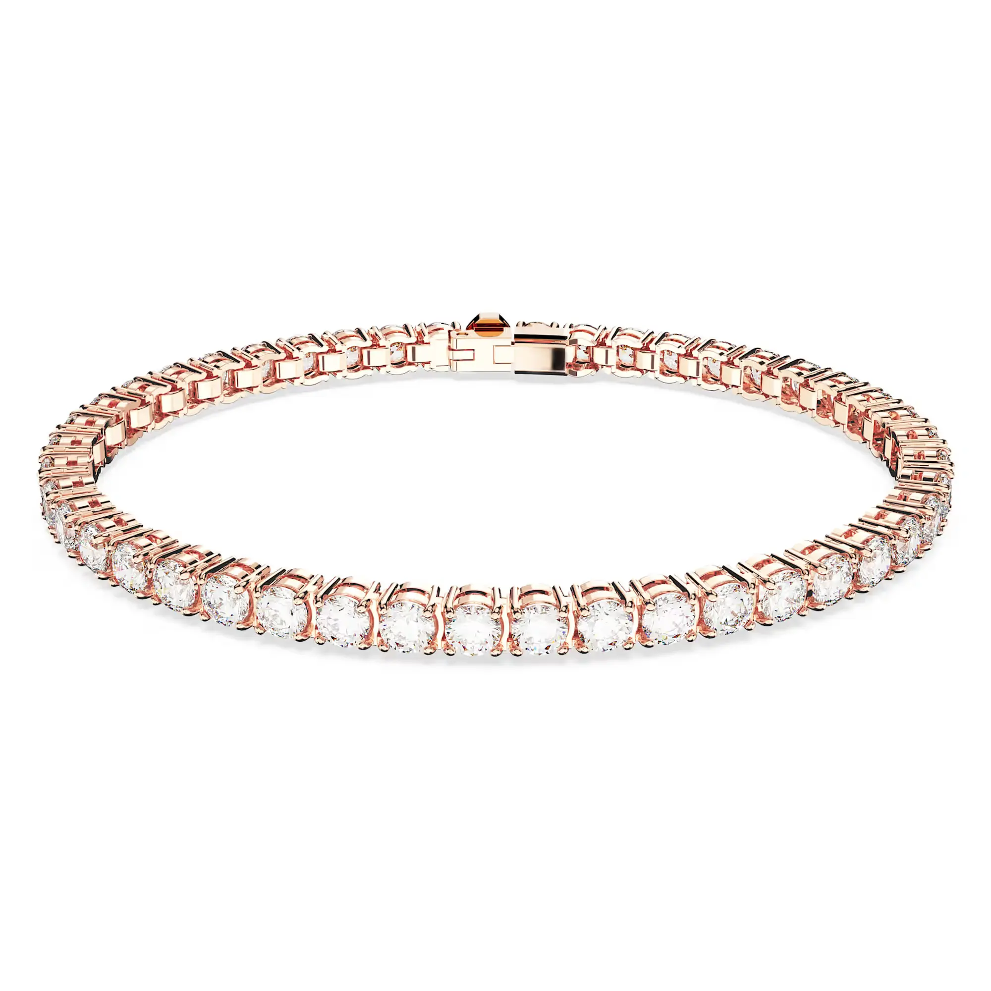 Women's Swarovski Matrix Tennis Bracelet - Rose Gold-tone Plated, Round Cut White Zirconia Circle Set, Metallic Silver Bracelets & Anklets, Everyday Wear Classic for Adults, Beautiful Gift