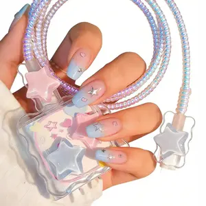 Cute Star Design Phone Charger Protective Case, Decorative Data Cable Protector Cover, Protective Case Compatible with iPhone Charger, Phone Accessory