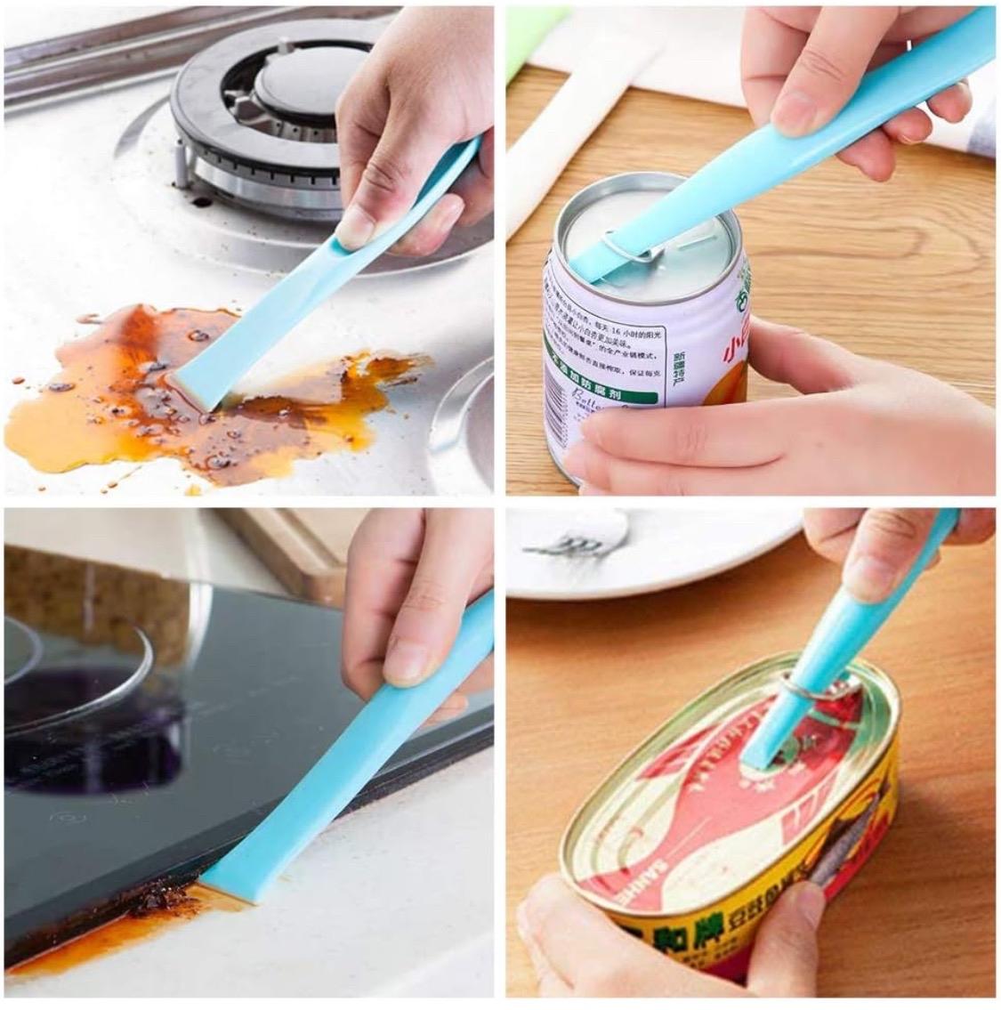 Cleaning Scraper Tool Kitchen Plastic Scraper Multipurpose Stiff Grill Scraper Scratch Free Cleaning Tool Can Opener Sticker Scraper Label Remover Gum Scraper Bottle Opener Lottery ticket scratcher – 3 PCS