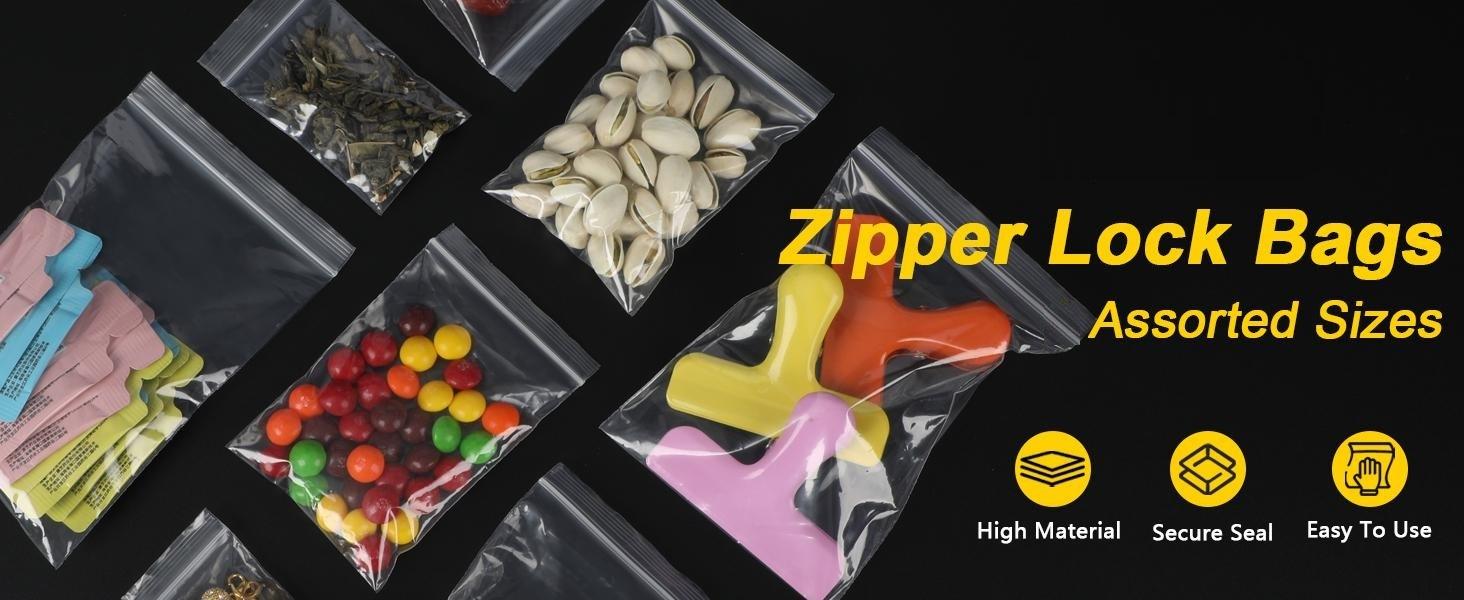 Small Clear Plastic Baggies with Assorted Sizes Ranged from 1.5x2 to 4x6 inches. 2 Mil Thick Poly Self-Lock Bags for Jewelry, Bead, Pills Organiser.