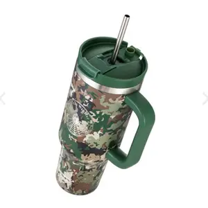 Roman Webster Tumbler Hot/Cold Camouflage Drinking Tumbler with Handle, lid and Straw 40 oz | leak-proof lid | Insulated Stainless Steel Cup | 34 Hours Cold and 12 Hours Hot.