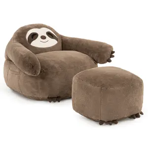 Sloth Bean Bag Chair With Ottoman Comfy Foam Filled Sofa For Kids And Adults