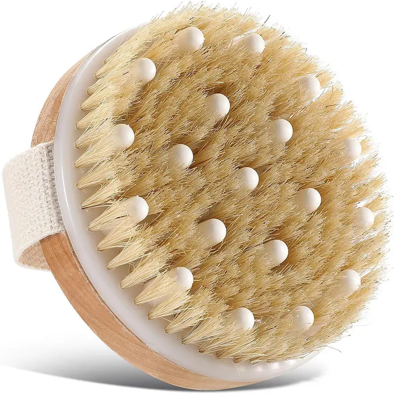 Dry Brushing Body Brush Set with Long Handle Back Brush & Round Scrubber - Exfoliating Body Skin Scrubber for Lymphatic Drainage & Cellulite - Self Care Personal Care Accessory for Women & Men, Self Care Products