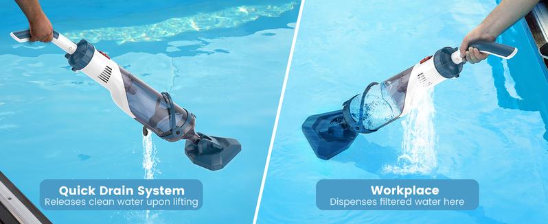 【TikTokShopBlackFriday】Enhulk Pool Vacuum for Above Ground Pools with Telescopic Pole Rechargeable Hand Cleaner 18.5 Gals/Min Deep Cleaning Cordless Battery Operated