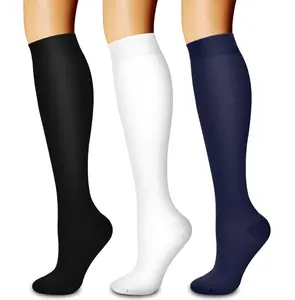 3 Pairs Compression stockings for Women & Men 15-20 mmHg,Best Support for Cycling Athletic Hiking Running