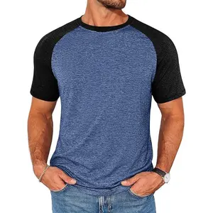 Runcati Mens Casual Slim Fit T Shirts Raglan Short Sleeve Crewneck Baseball Tees Color Block Workout Fashion Shirt
