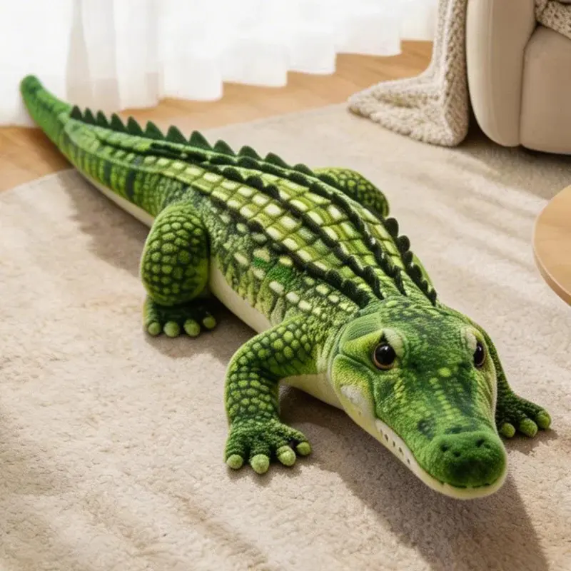 65/90CM Simulation Crocodile Plush Toys Soft Stuffed Lifelike Green Gray Brown Giant Alligator Sofa Cushion