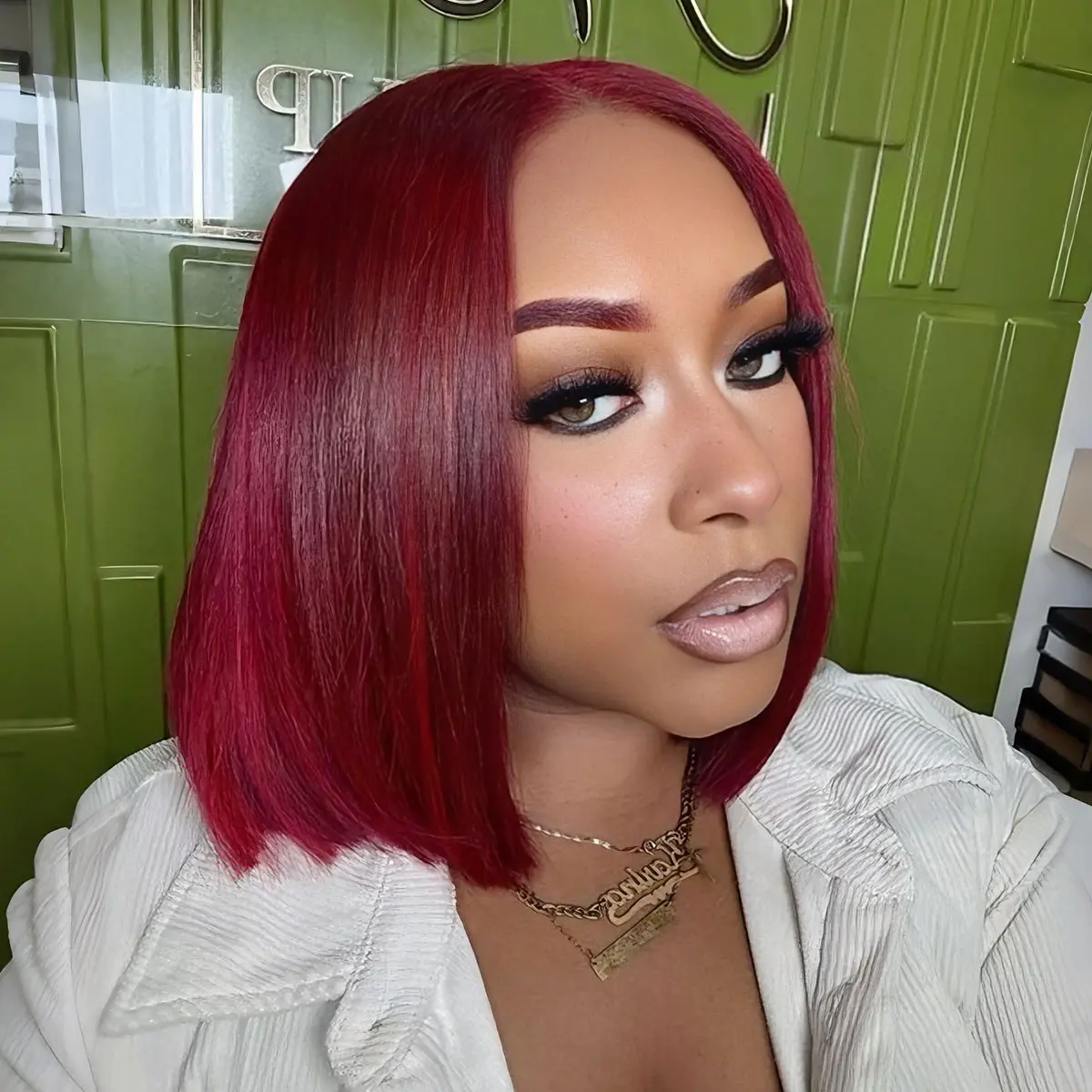 OQ HAIR 99J Burgundy Lace Front Wigs Human Hair 16 Inch Short Bob Wigs Pre Cut Lace 7x5 Wear Go Glueless Wigs Natural Hairline Wine Red Color