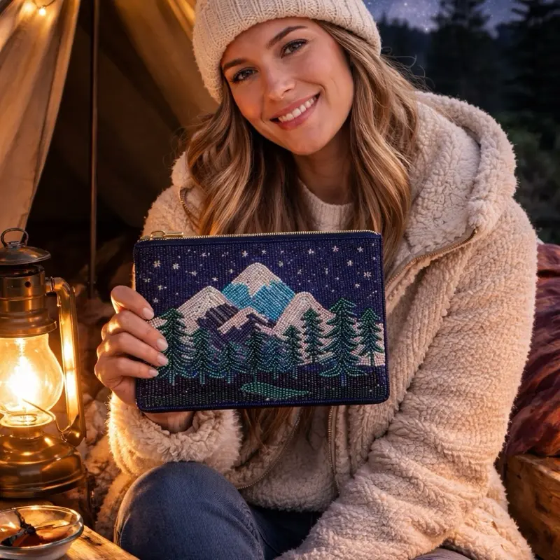 Starry Mountain Beaded Clutch, Nature Girl Gift