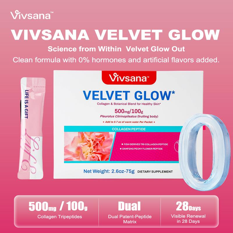 Vivsana Velvet Glow AKG - Collagen Renewal Drink AKG Collagen Tripeptide for Youthful Skin Radiance & Firmness 28-Day Visible Improvements Vivsana Velvet Glow AKG - Collagen Renewal Drink AKG Collagen Tripeptide for Youthful Skin Radiance & Firmness 28-Day Visible Improvements