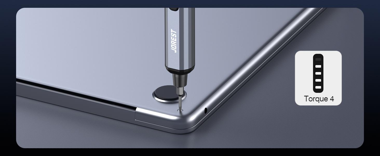 JOREST Mini Electric Screwdriver, Precision Set with 38-in-1 Magnetic Bits, 5 Torque Settings, LED Light, Repair Tool Kit for iPhones, Laptop, Drone, Game Console, Camera, Glasses, Watches, Toys