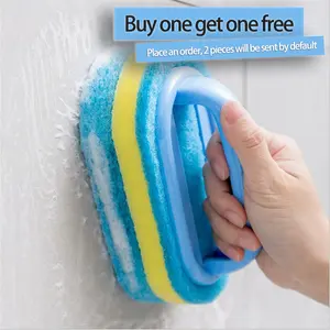 Buy one get one free,sponge cleaning brush, 2-pack,ergonomic handle, super soft high quality sponge cleaning brush, household bathroom and kitchen cleaning tool, suitable for bathtubs, sinks, tiles, efficient water absorption cleaning tool.