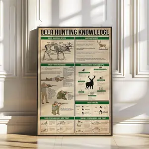 Vintage Deer Hunting Knowledge Poster, Retro Deer Art Print, Deer Hunting Poster, Knowledge Poster, Gift For Hunting Lover, Home Wall Decor