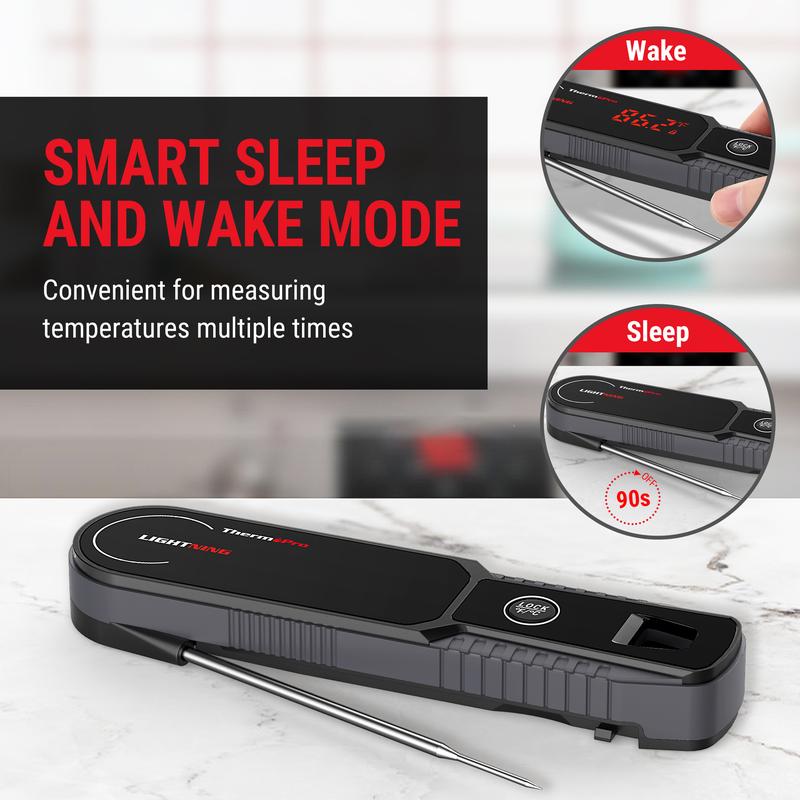 ThermoPro Digital Meat Thermometer, Ultra-Fast 1s Instant Read, Auto-Rotating Backlight, IP65 Waterproof, Magnetic Grip, for Kitchen, Beef, Grill, BBQ, Candy, Turkey, Portable Hook, Fathersdaygift