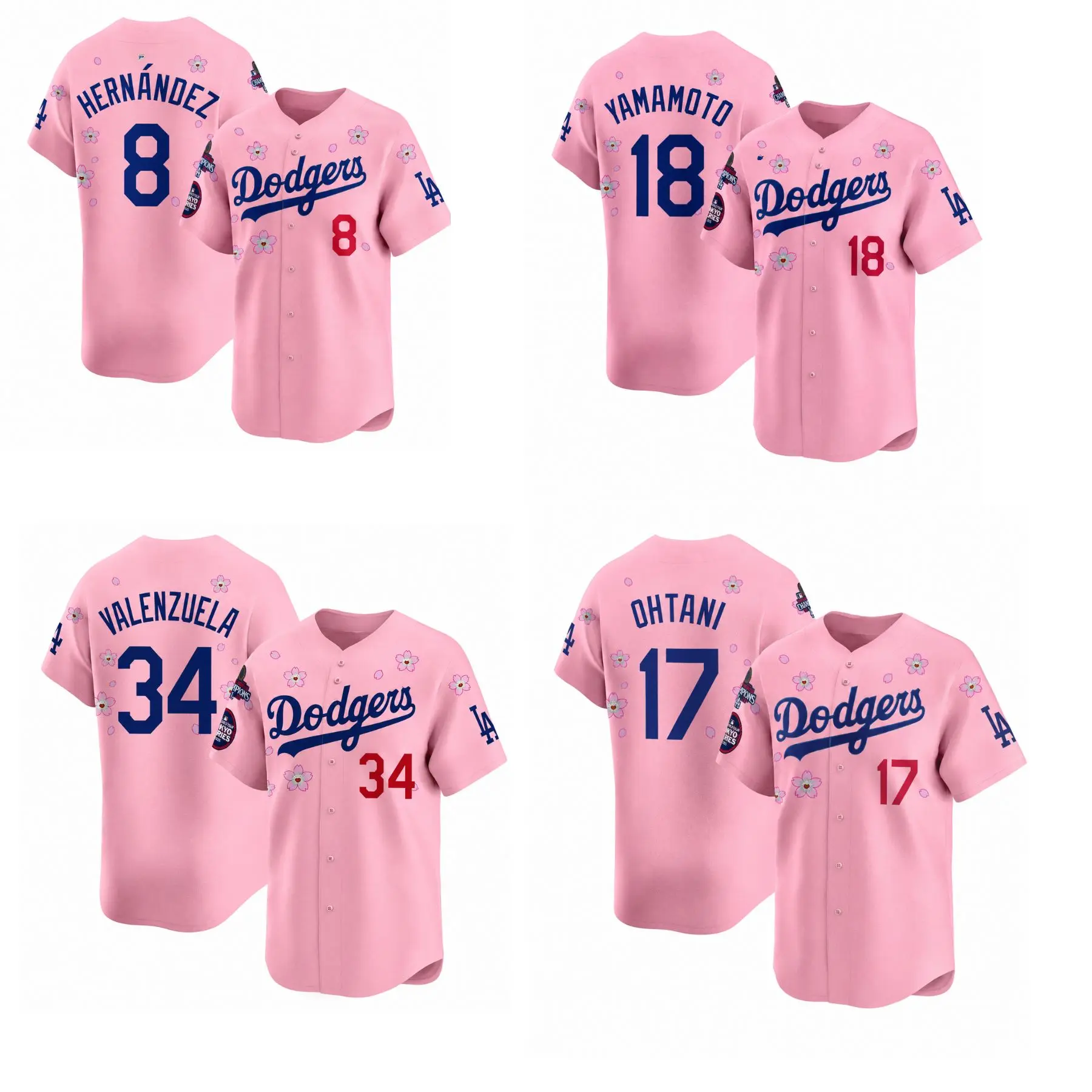 Shohei Ohtani #17 Pink Cherry Blossom Baseball Jersey Tokyo Series, Button Down Sakura Game Day Shirt Lightweight Athletic Fan Apparel for Men Women