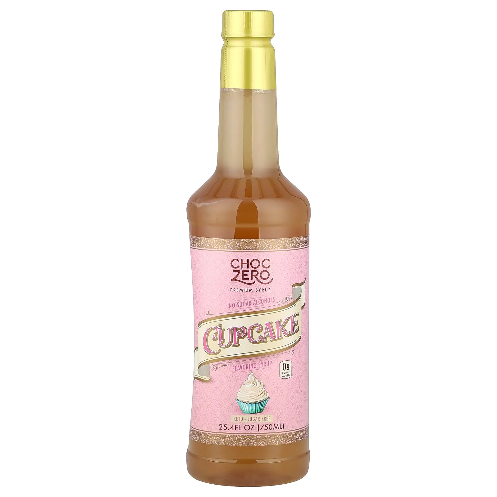ChocZero Premium Syrup, Cupcake, Sugar Free, 25.4 fl oz (750 ml)