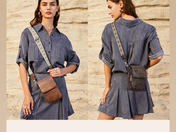 BOSTANTEN Cell Phone Purse Small Crossbody Bags for Women Leather Handbags Phone Wallet with Card Slots Adjustable Strap
