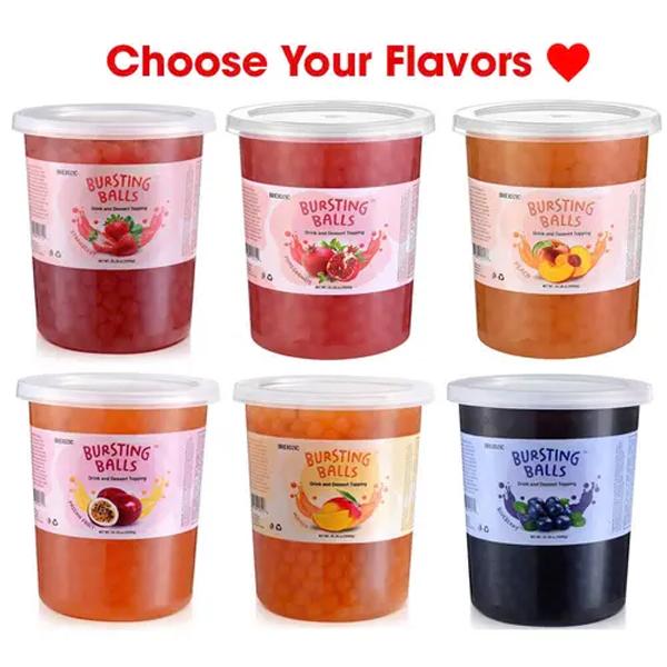 【Variety of Flavors】 BREXONIC Boba Pearls, Pomegranate Popping Bursting Boba, Tapioca Pearls For Bubble Tea ( Strawberry, Pomegranate, Peach, Passion Fruit, Blueberry, Mango) 1 LB Pack of 1 NEW!!!