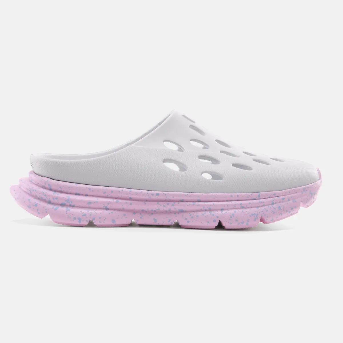 KANE Revive OB - White / Bubblegum Speckle - Open Back Active Recovery Shoe, Easy Slip-On for Athletes