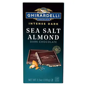 GHIRARDELLI Intense Dark Chocolate Bar, Sea Salt Almond, 3.5 Oz Bar
