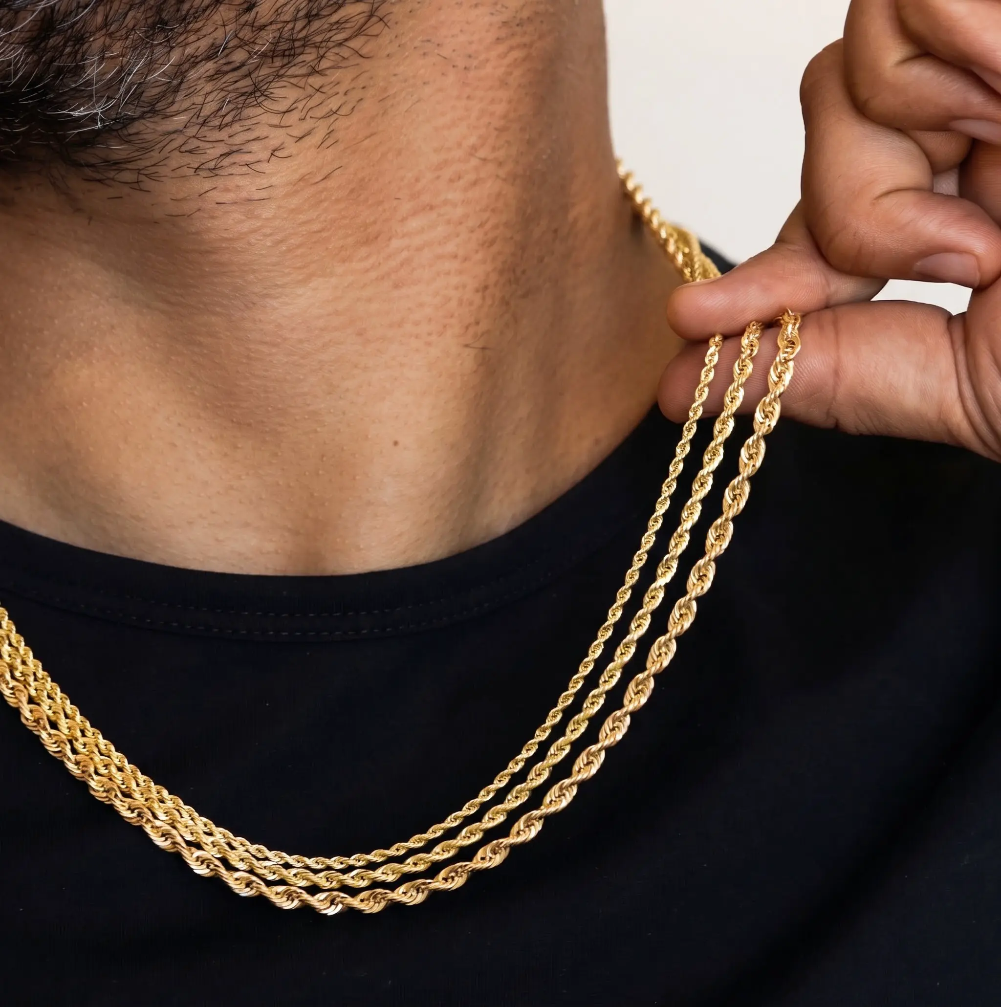 18K Gold Plated Twisted Rope Chain Necklace - 3mm/4mm/5mm, 18-26in, Stainless Steel Anti-Tarnish Waterproof Unisex Chains, Necklaces for Women, No Pendant, Hip Hop Layering Everyday Street Fashion Jewelry, Ideal Gift