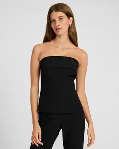 Express Studio Stretch Twill Fold Over Strapless Tailored Top