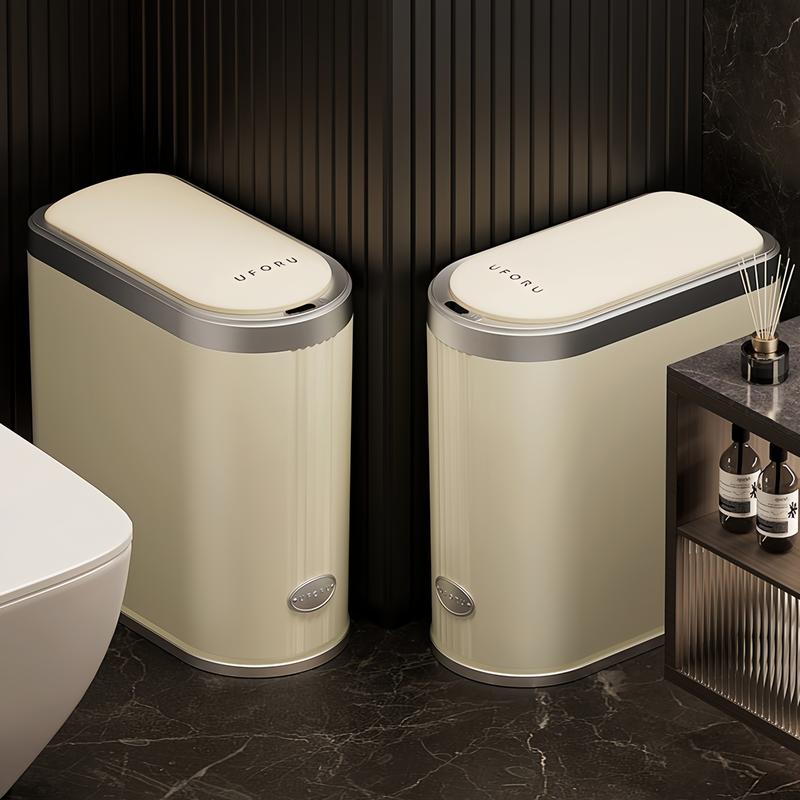 UFORU Decorate Bathroom Automatic Trash Can Sensor Based Intelligent Home Kitchen Toilet with Lid Waterproof Clip Plastic Garbage Bin Touchless smart sensor trash smart  garbage  bin