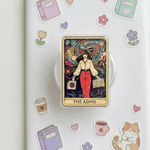 The ADHD Tarot Card Phone Grip, Neurodivergent Awareness Phone Stand, Aesthetic Mystic Tarot Inspired Accessory, ADHD Gift for Her, Mental Health Support Spiritual Smartphone Holder