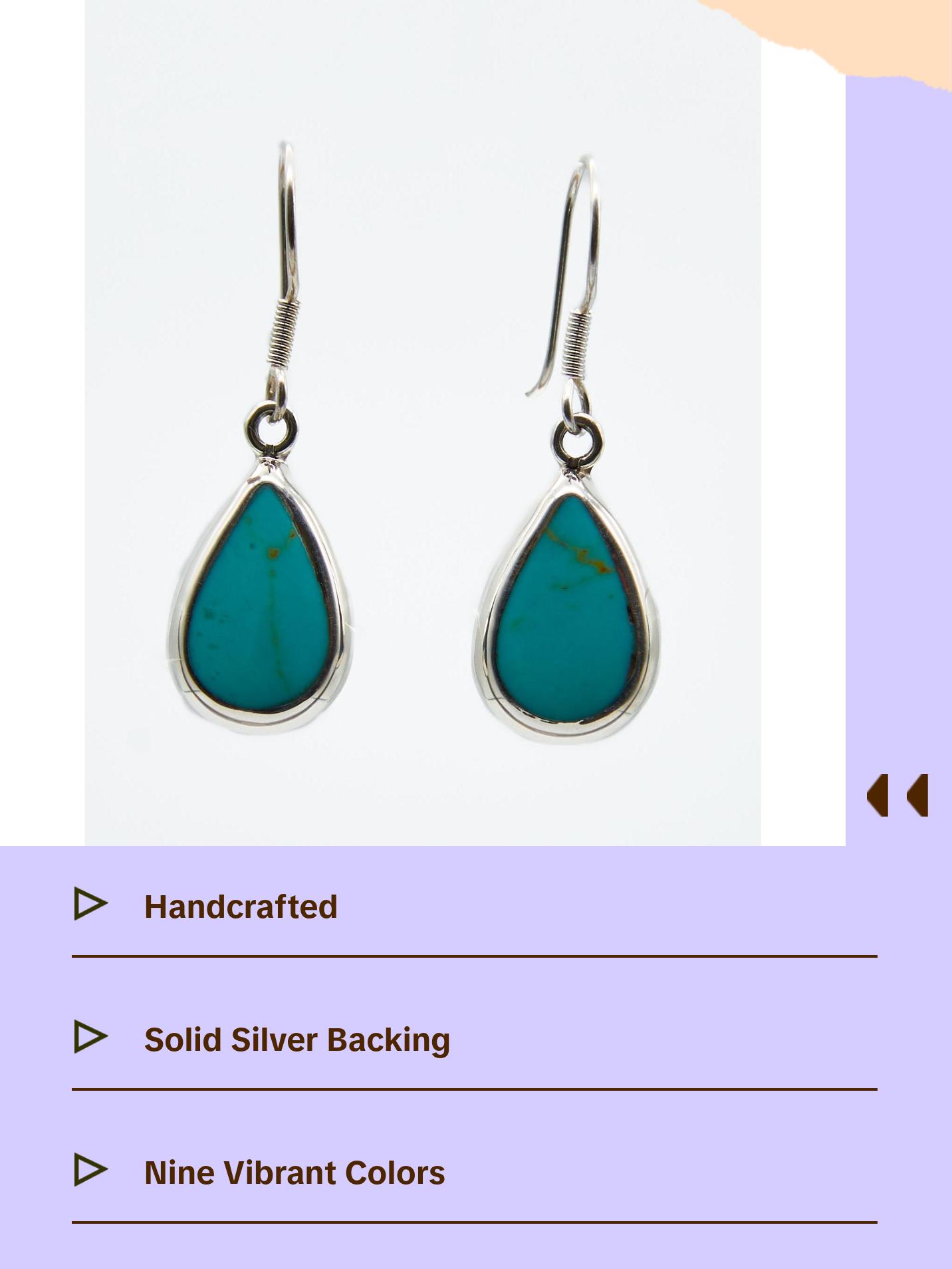 Teardrop Dangle Earrings with Enamel