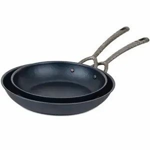 Alva Artist Nonstick Carbon Steel Frying Pan - Pre-Seasoned Stove & Oven Safe Cookware with Stainless Steel Handle - Searing, Cooking, Grilling - 9.5"