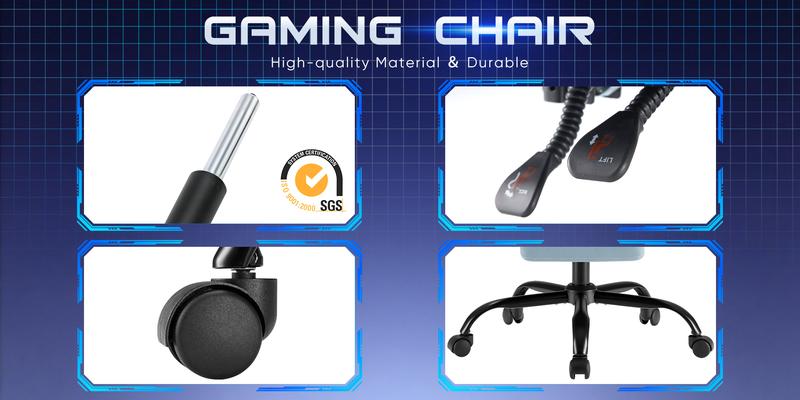 Computer Gaming Chair - High Back Ergonomic Desk Chair with Footrest and Lumbar Support, Height Adjustable Task Chair with Linkage Armrests and Headrest, 360° Swivel Wheels