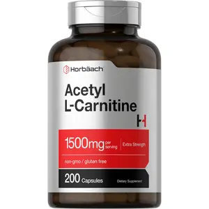 Horbäach Acetyl L-Carnitine 1500mg | 200 Capsules | Extra Strength Supplement | Non-GMO & Gluten Free