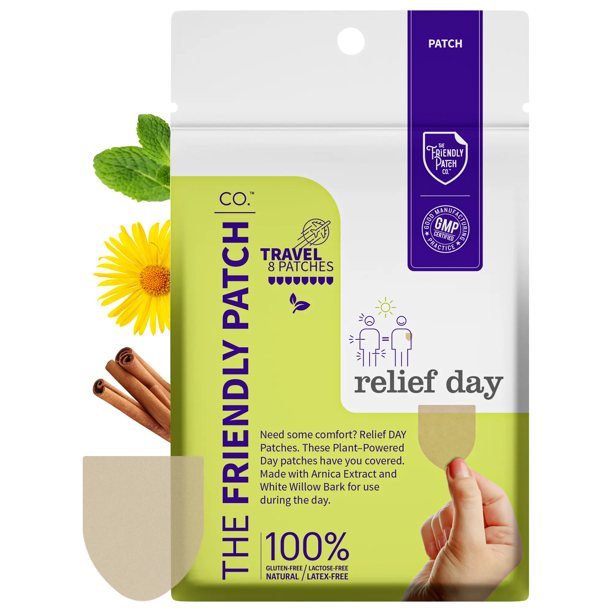 Relief Day Pain Patches: Sustained Arnica & Willow Bark Patches - 8 pack