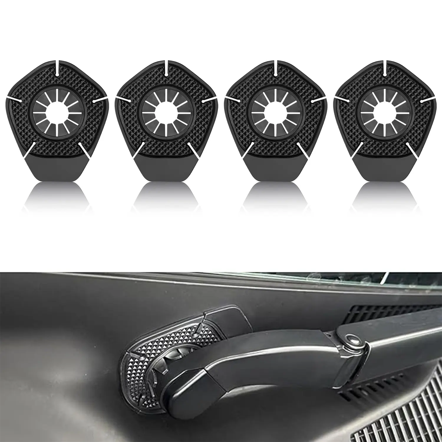 DABATR 4PCS Car Wiper Arm Hole Protection Pad, Silicone Windshield Wiper Arm Hole Protector Dust Cover, Front Wiper Protective Guards Prevents Blockage, Universal Auto Exterior Accessories Fits Car Truck SUV