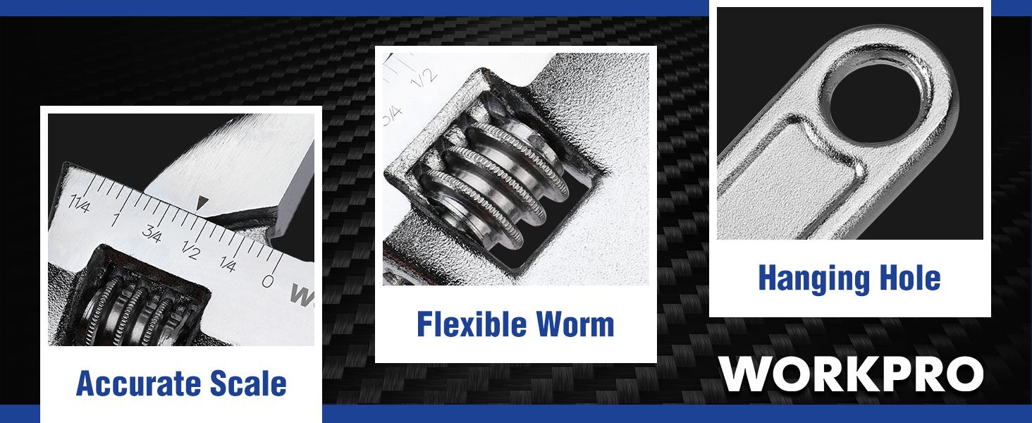 #JumpstartSale WORKPRO Adjustable Wrench Set, Forged, Heat Treated, Chrome-plated (6-inch, 8-inch, 10-inch, 12-inch)