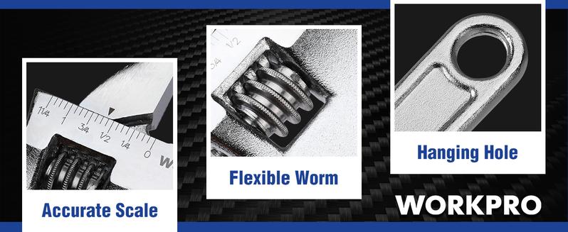 #JumpstartSale WORKPRO Adjustable Wrench Set, Forged, Heat Treated, Chrome-plated (6-inch, 8-inch, 10-inch, 12-inch)