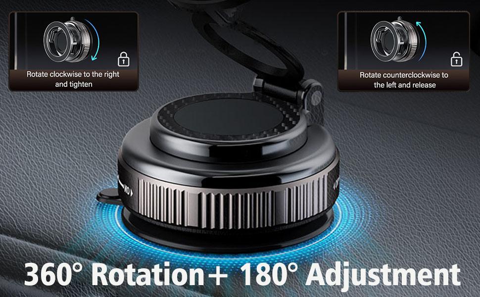 Magnetic Car Phone Holder for MagSafe Vacuum Magnetic Car Phone Mount, 360° Adjustable Magnetic Phone Holder, Hands-Free Suction Cup Phone Holder, Car Phone Holder for All Smartphones, All Car Models, All Vehicles and Gym/Bathroom Mirrors