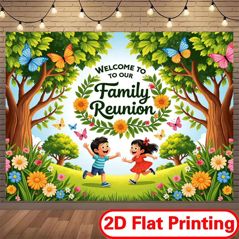 2D Flat Printing Polyester Fabric Floral Banner Backdrop, Vibrant Flower Wreath Decoration, Room Decor for Home Gaming Room, Festive & Party Supplies - Ideal for Family Reunions, Durable